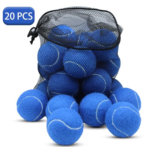SHYUJAJIE Tennis Ball,20 Pack Practice Balls Bulk,Dog Balls with Mesh Bag - color: Dark Blue