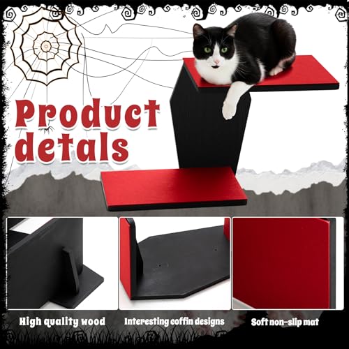 Sintuff Cat Wall Shelves Gothic, 2 Tier Coffin Wall-Mounted Furniture