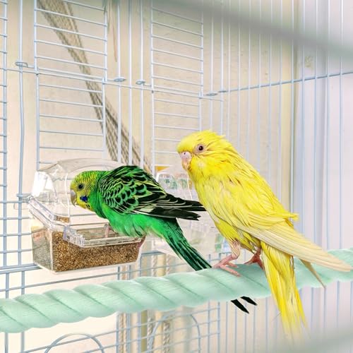 M METERXITY 2-Pack Rope Perches for Bird Cages, 31.5 in Length Comfort Grip Flexible Rope Perch Beak & Paw Grinding for Parrots/Cockatiels/Parakeets, Bird Platform Sand [Cyan] - color: Cyan, size: 31.5 in