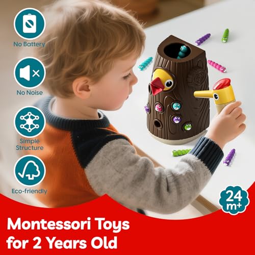 TOP BRIGHT Montessori Toys for 2 Year Old, Magnetic Bird Feeding Game