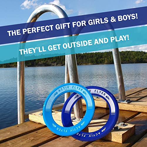 Activ Life Kid’s Flying Rings (2 Pack) They Fly Straight & Don’t Hurt, 80% Lighter Than Standard Rings - Replace Screen Time with Healthy Family Fun - Get Outside & Play - color: Cyan/Blue