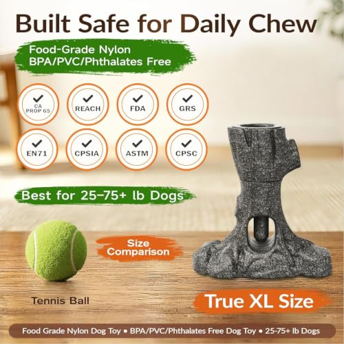 Bully Stick Holder & Frozen Snack Toy 2-in-1 for Large Aggressive Chewers, Durable Dog Chew Toy Reduces Anxiety & Prevents Choking, BPA-Free