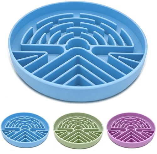 Slow Feeder Dog Bowl for Large & Small Pets, Anti Choking Puzzle Dog Food Bowl with Non-Slip Base, Interactive Pet Slow Eating, Silicone Cat Feeder for Puppies Dogs Cats - color: Blue