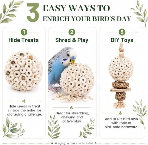 Natural Woven Grass Balls Small Pet Chew Toys, Handmade Wooden Bird Parrot Hamster Rabbit Foraging Balls, Safe Shred Toys for Parakeet Cockatiel Guinea Pig Chinchilla, Sola Ball - style: Classic
