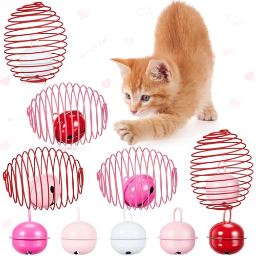 Jecery 5 Pcs Cat Toys Spring,Bell,Pink Red - color: Pink Red, size: Bell