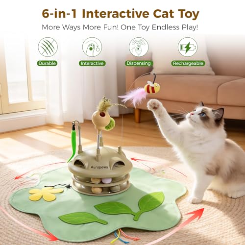 Cat Toys Rechargeable, 6-in-1 Automatic Interactive cat Toy