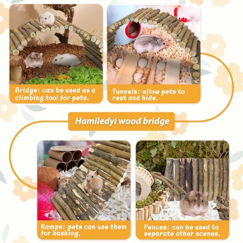 Hamiledyi Wooden Hamster Bridge Guinea Pig Tunnel Hideout Ramp Large Ladder - size: 19.7" L x 5.9" W