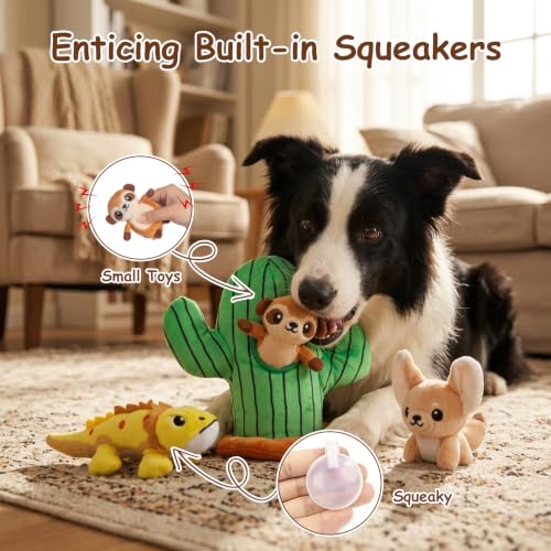 Hollypet Squeaky Hide and Seek Dog Toys for Small and Medium Dogs, Cactus - style: Cactus