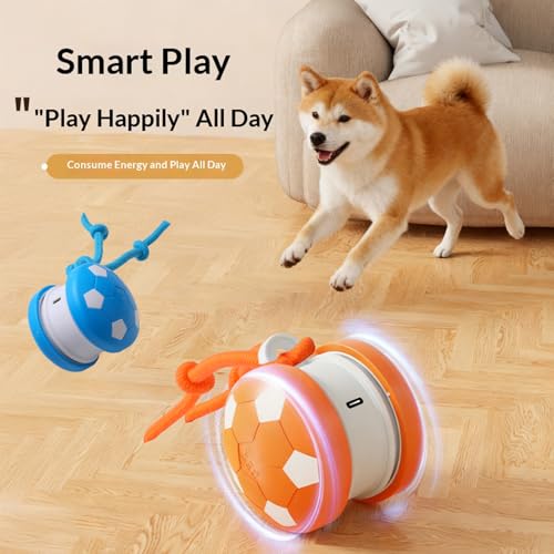 Interactive Dog Toys Dog Ball,Automatic Rolling and Bouncing Moving Dog Toy - color: 1 Blue-football