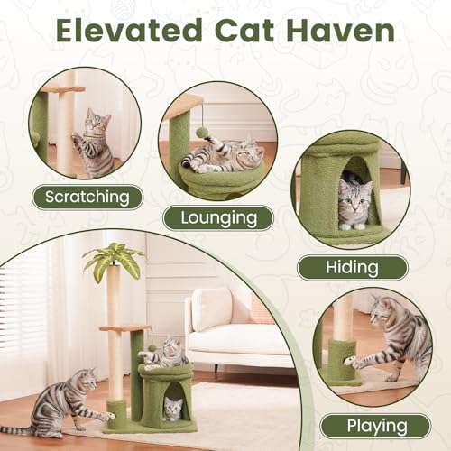 Cat Tree Tower with Scratching Post Bed Condo for Indoor Kitten