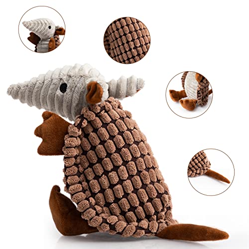 Hollypet Armadillo Squeaky Puppy Dog Toys for Small Medium Dogs, 8" - color: Brown, size: 8 IN
