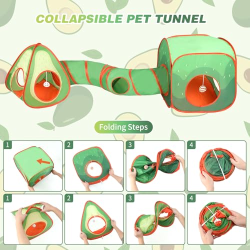 Rypet Cat Toy Tunnel and Cubes Bundle, Play Tubes for Indoor Cats, Green - color: Green