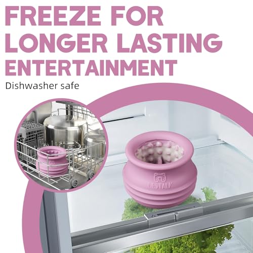 Dog Enrichment Treat Toy, Long-Lasting Wobbly Interactive Freeze Lick Toys for Dogs, Stuffable Puzzle Feeder Toy for Boredom, Silicone Treat Dispensing Chew Toy (Pastel Purple,M) - color: Pastel Purple, size: M