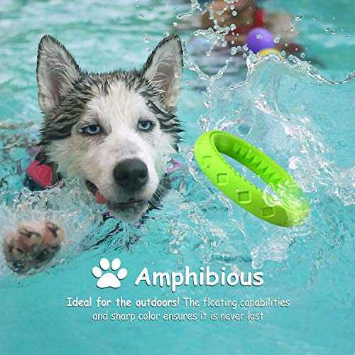 Dog Chewing Ring - Soft Rubber Ring Dental Chewing Teething Biting Chasing Training Toy for Small and Medium Dog Puppy - 7", Green - color: Green Ring, size: 7"