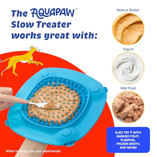 Aquapaw Silicone Dog Lick Mat - Suction Cup Slow Feeder Pad - Calming Bath Time Aid & Dog Grooming - Stress Relief & Pet Enrichment - Pack of 2 - XL & Small, Blue - size: 2-Pack XL & Small