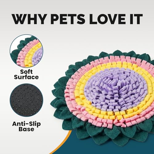 PET ARENA Interactive Dog Snuffle Feeding Mat Adjustable Nose Work Toy - color: Large Round Colorful Flower design