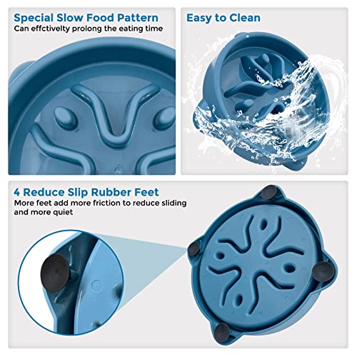 VANNON 2 Pack Slow Feeder Dog Bowls Non Slip Puppy Bowl Durable Dog Puzzle Feeder Bloat Stop Food Bowls for Puppy and Small Dogs, BPA Free, 1 Cup - color: A-Blue & Grey-Small-1Cup