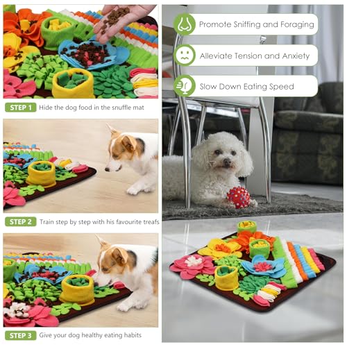 KeeKit Snuffle Mat for Dogs, Non-Slip, Machine Washable, Brown, 15.4x15.4'' - color: Brown