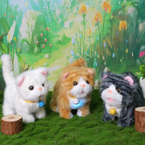 Easfan Walking Kitty Cat Stuffed Animal Talking Plush Toy for Kids - style: Tabby cat