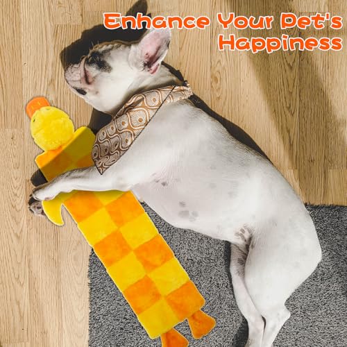Mihachi Dog Squeaky Toys 16 Squeakers for Aggressive Chewers, Tough Interactive Tug of War Dog Toy-Squeaky Chew Toy for Small,Medium,Large Breed No Stuffing Duck Toy, Fun Long Toys 27 Inches - color: Yellow