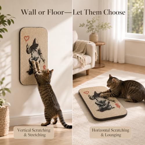 Cat Wall Scratcher, Art Cat Scratching Board for Indoor Cats - color: Love Over Money