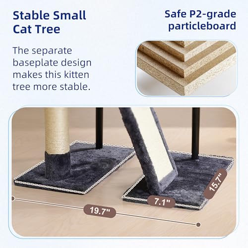 Gitelsnour Cat Tree Tower for Indoor Cats, Top Platform with Toy, GCT006SG - color: Smoky gray, size: 47.24 inches