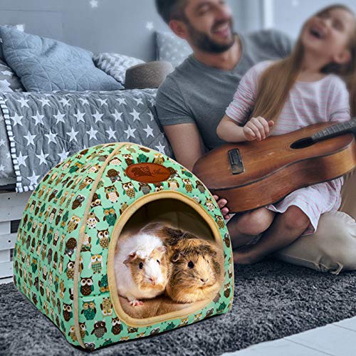 Guinea Pig Bed Hideout, Washable Hamster Cave for Small Animals - color: Green