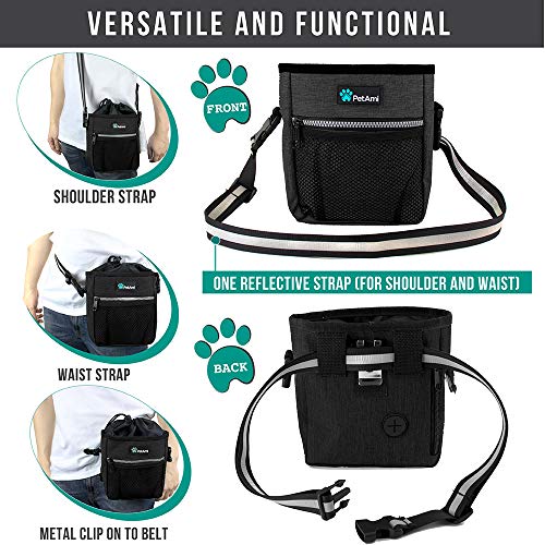 PetAmi Hands Free Dog Treat Pouch for Training and Walking, Charcoal - color: Heather Charcoal