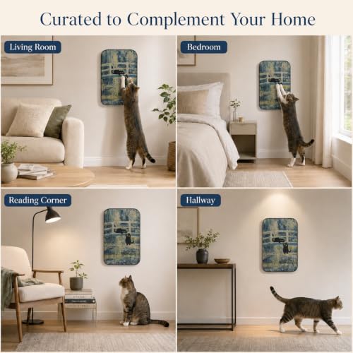 Cat Wall Scratcher, Art Cat Scratching Board for Indoor Cats - color: Lily Pond Bridge New