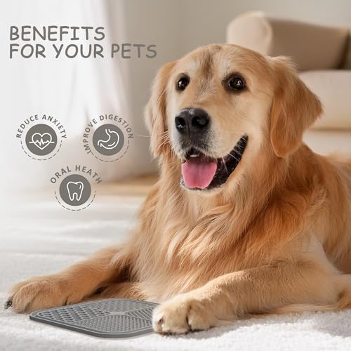 ChefAide 2 Pack Lick Mat for Dogs, Cats & Puppies with Suction Cups - color: Gray & Beige