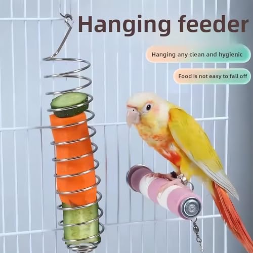 2 Pack Millet Holder for Bird Cage, Stainless Steel Parrot Foraging Toy Feeder, Hanging Spray Millet Treat Holder Bird Fruit Vegetable Basket for Parakeet Cockatiel Conure African Grey Lovebird