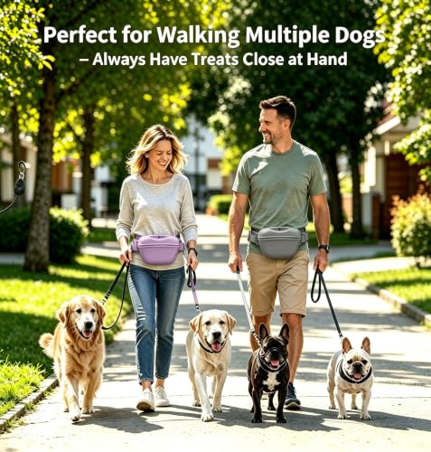 2-Pack Dog Treat Pouch with 2 Clickers, Silicone, Magnetic, Extra-Long Belt