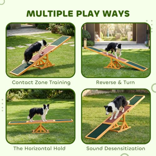 PawHut Wooden Dog Agility Seesaw for Exercise71 L x 12" W x 12" H Natural - color: Natural Wood, size: 70.75" x 11.75" x 11.75"