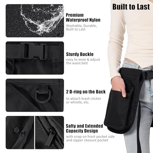 Dog Training Vest with Clicker and Whistle, Pet Handler Waist Treat Pouch for Men and Women, Walking, Hiking, Travel, Dog Training Essentials, Hand Free Waist Belt Clip - Black