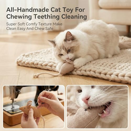 Catnip Mice Cat Toys, 6 Pcs Interactive Fabric Mouse Toys for Indoor Cats - size: Small