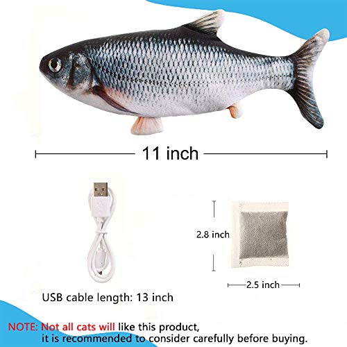 Tocirelo Cat Toys Flopping Fish with Catnip, Moving Interactive Cat Toy - color: Carp