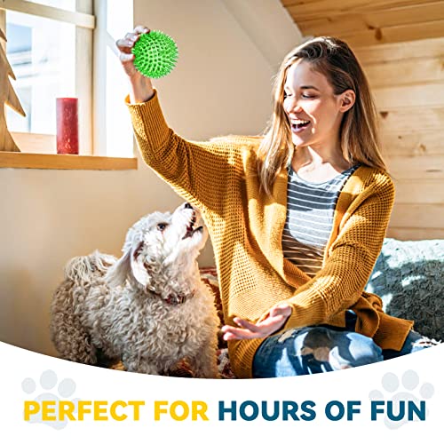 SHARLOVY 3.5” Large Dog Toys Ball, 6 Pack Squeaky Toys, Durable Spiky Ball - size: Large Set of 6