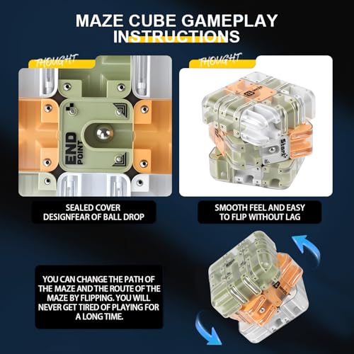 3D Rolling Ball Maze Cube, Brain Teaser Puzzles Toys Educational Focus Toys - color: Green