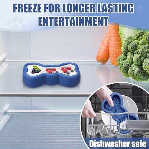Lick Mat for Dogs, Animire Anti-Spilled Bow Tie Lick Bowls for Anxiety Relief, Silicone Slow Feeder Licking Pad with Suction Cups, Freezeable Dog Enrichment Toy for Boredom(Dark Blue,S) - color: A-Dark blue, size: S