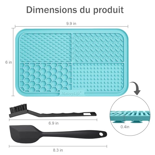 MateeyLife Lick Mat for Dogs & Cats, Slow Feeder Licking Pads for Boredom - color: Purple&Cyan, size: 9.9'' × 6''