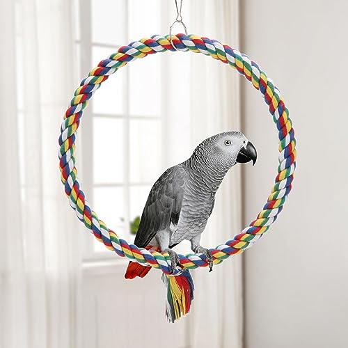Wontee Bird Swing Colorful Rope Perch Climbing Toy for Parrots (M 10.4inch) - size: Medium (10.4 inch)