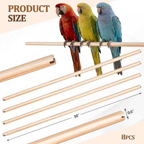 Sintuff Bird Perches Natural Wood Double Slots, 30 Inches, 8 Pcs - size: 30 Inches