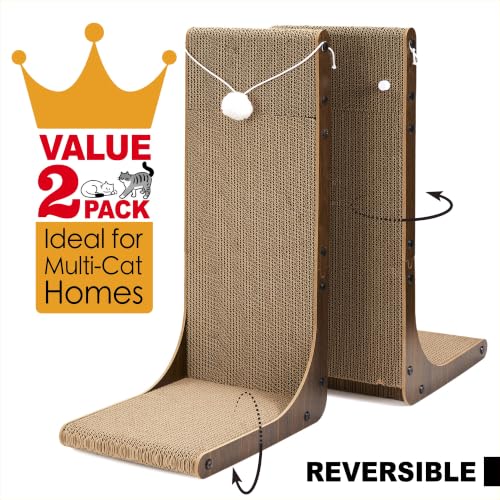2-Pack L-Shaped Cat Scratching Board Cardboard Cat Scratcher - size: 23.6 Inch 2-Pack Walnut Color