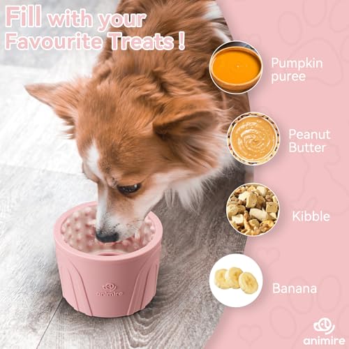 Dog Slow Feeder Lick Bowl, Anxiety Relief Dog Licking Mat Treat Dispenser, Non-Slip Anti-Choking Slow Eating Lick Bowl for Small Medium and Large Breed Dogs, BPA Free Silicone - color: Pink, size: S