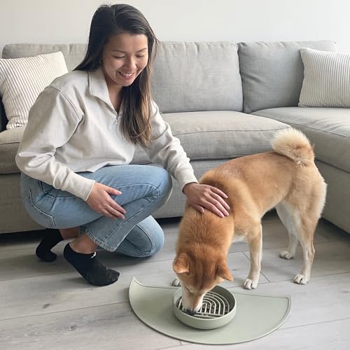 Slow Feeder Dog Bowl - Silicone Dog Bowl, Medium, 7.5" x 1.5" - Sage - color: Sage - Rainbow Design, size: Medium (7.5” Across x 1.5” Tall)