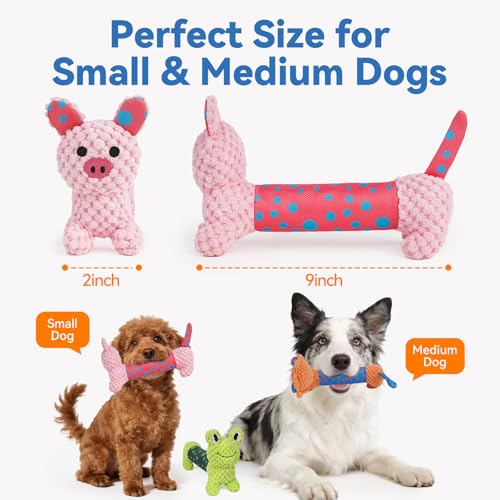 Squeaky Dog Toys for Small & Medium Dogs, Lion Rabbit Frog 3-Pack - color: Frog & Lion & Pig