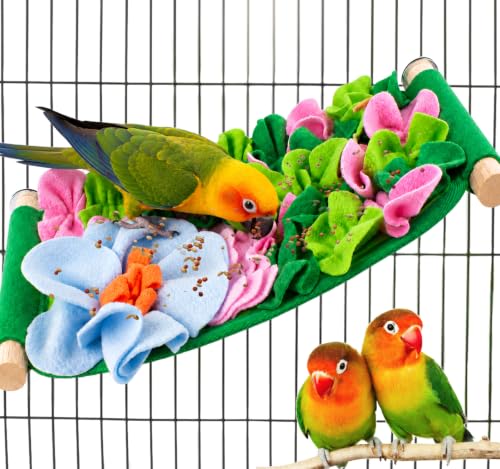 FlidRunest Bird Cotton Fabric Foraging Mat, Parrot Foraging Hammock Bed