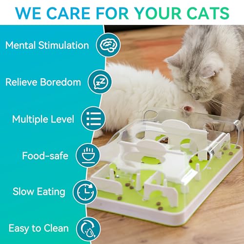 ALL FOR PAWS Interactive Cat Puzzle Feeder & Slow Feed Toy – Mental Stimulation Treat Dispenser Maze for Indoor Cats, Enrichment & Cat Food Toy