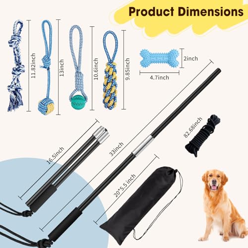 Flirt Pole for Dogs, Heavy Duty 33" Detachable Toy with 5 Lures - color: Rope+Ball
