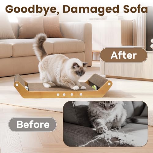 Cat Scratching Board Pad 24" Large Horizontal Bed with Ball Track